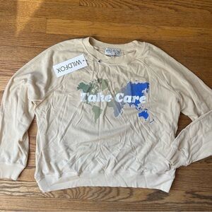 NEW Wildfox Take Care Earth Crew Sweatshirt Wheat Size Medium NWT